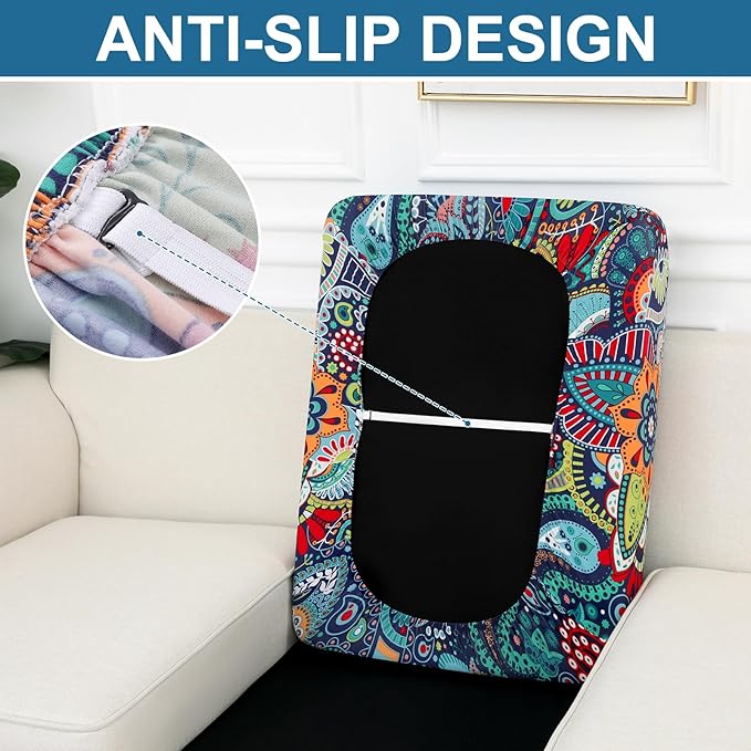 Smiry Printed Couch Cushion Covers, Stretch Soft Couch Covers for Sofa, Washable Non-Slip Sofa Slipcover Furniture Protector for Indoor and Outdoor (Medium, Blue Green)