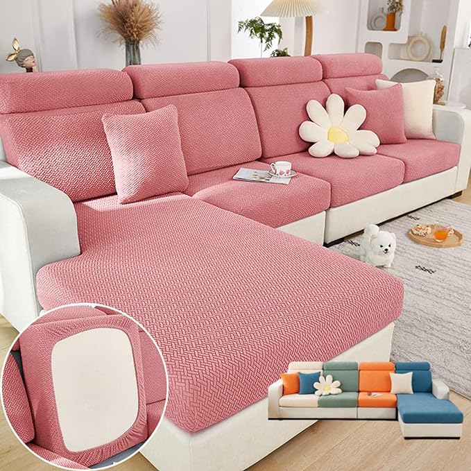 Soothing Home Sofa Covers, Sofa Hero Covers, Wear-Resistant Universal Couch Covers Washable Stretch Sectional Couch Cushion Covers (Pink,Large Triple Seat Cover)