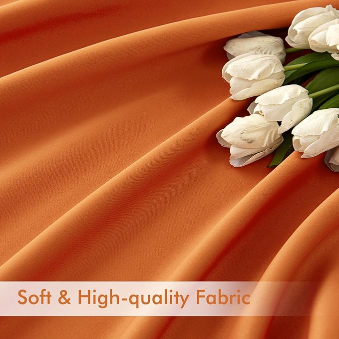 MIULEE Orange Back Tab Blackout Curtains 90 Inch Long 2 Panels Set for Living Room Bedroom Privacy, Rod Pocket/Pinch Pleated Fall Thermal Insulated Room Darkening Light Blocking Curtain, 52 x 90 Inch