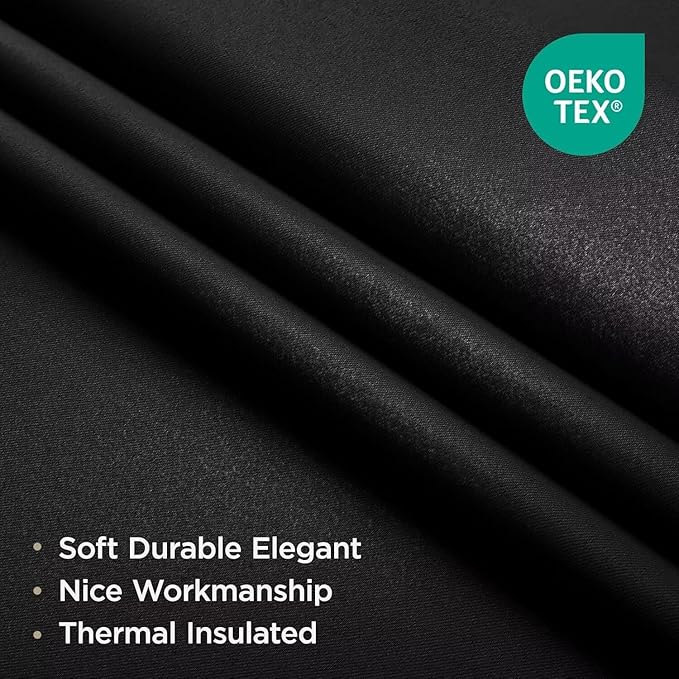 Joydeco Blackout Curtains 108 Inch Long 2 Panels Set, Black Curtains with Grommet, Room Darkening Thermal Insulated Long Drapes for Living Room Bedroom Window (Black, W52 x L108 Inch)