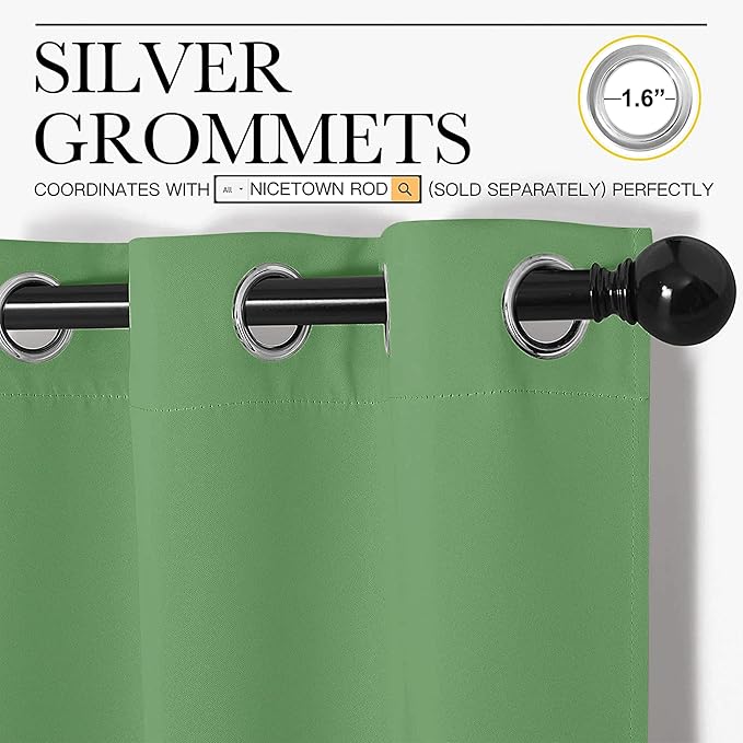 NICETOWN Room Darkening Draperies Window Curtain Panels, Forest Green, 2 Panels, W60 x L84 -inch, Thermal Insulated Grommet Room Darkening Curtains for Bedroom