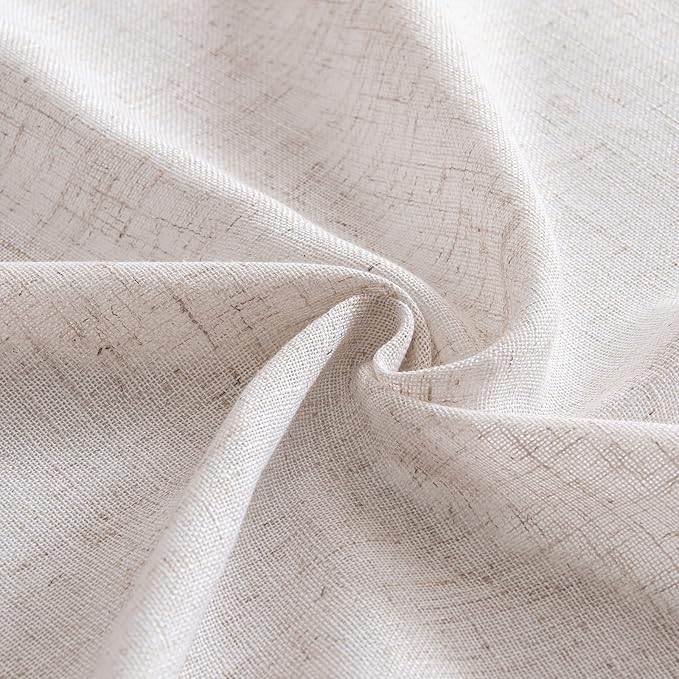 MIULEE Natural White Linen Curtains 96 Inch Long 2 Panels for Bedroom Living Room, Soft Thick Linen Textured Window Drapes Semi Sheer Light Filtering Rod Pocket Back Tab Neutral Farmhouse Cream Ivory
