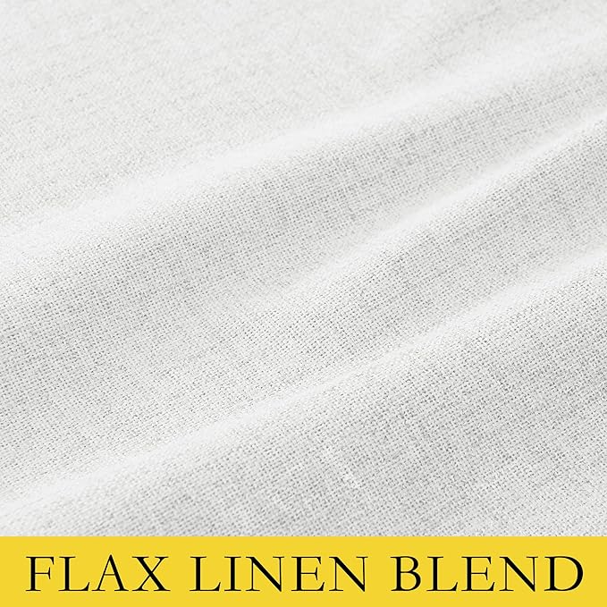 NICETOWN 100% Absolutely Blackout Linen Curtains with Thermal Insulated Liner, Greyish White, 62" Wide, 63" Length Energy Saving Curtains for Kitchen 2 Panels Set, Vertical Blinds