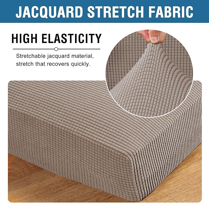 H.VERSAILTEX High Stretch Couch Cushion Covers,Chair Sofa Seat Slipcovers Couch Cushion Cover Stretch Furniture Protector for Kids, Pets(2 Packs Cushion Loveseat Covers, Taupe)