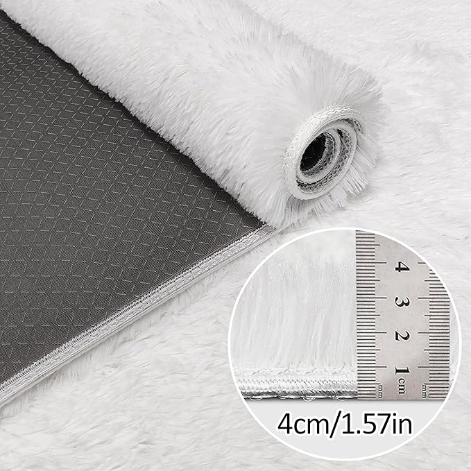 White Rug for Living Room 6x9ft Fluffy Area Rug Mat Bedside Throw Rug for Bedroom Kids Room Boys Teens Nursery Baby Dorm Office Home Decor Aesthetic Carpets