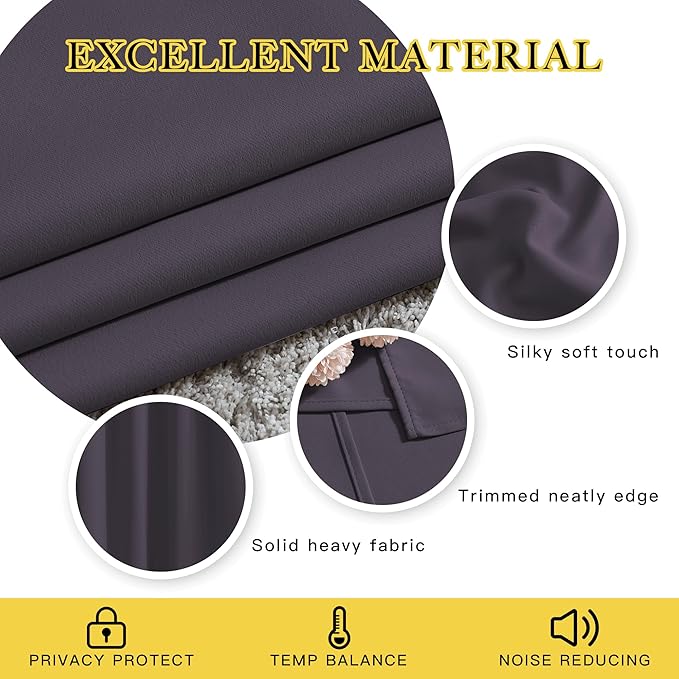 NICETOWN Living Room Window Curtain Drapes Extra Long & Wide - Living Room Panels Grommet Top Window Treatment for Hall & Guest Room (W80 x L108, Greyish Purple, 2 Pieces)