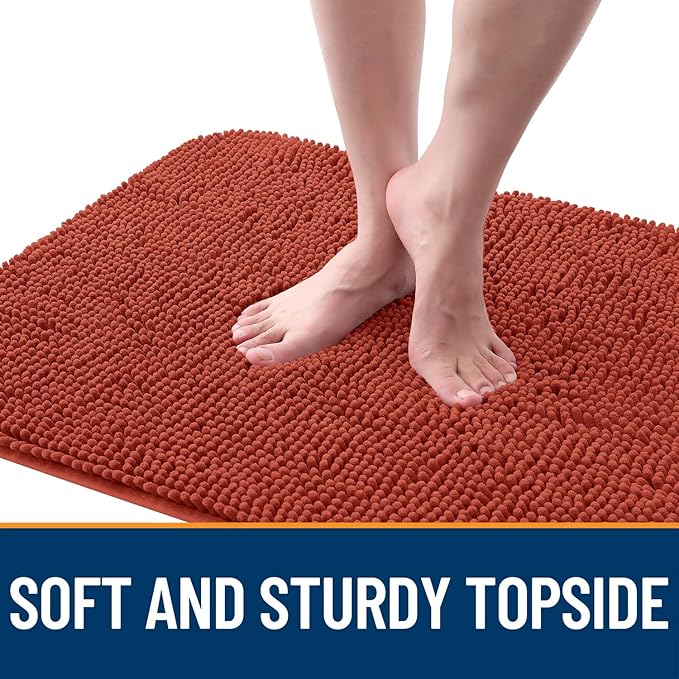 OLANLY Dog Door Mat for Muddy Paws 70x46, Absorbs Moisture and Dirt, Absorbent Non-Slip Washable Doormat, Quick Dry Chenille Mud Mat for Dogs, Entry Indoor Entryway Carpet for Inside Floor, Maple Red