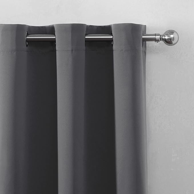 LEMOMO Grey Thermal Blackout Curtains/42 x 72 Inch/Set of 2 Panels Room Darkening Curtains for Bedroom