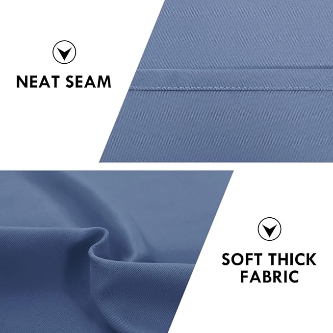 DWCN Blackout Curtains – Thermal Insulated, Energy Saving & Noise Reducing Bedroom and Living Room Curtains, Dusty Blue, W 52x L 63 Inch, Set of 2 Rod Pocket Curtain Panels