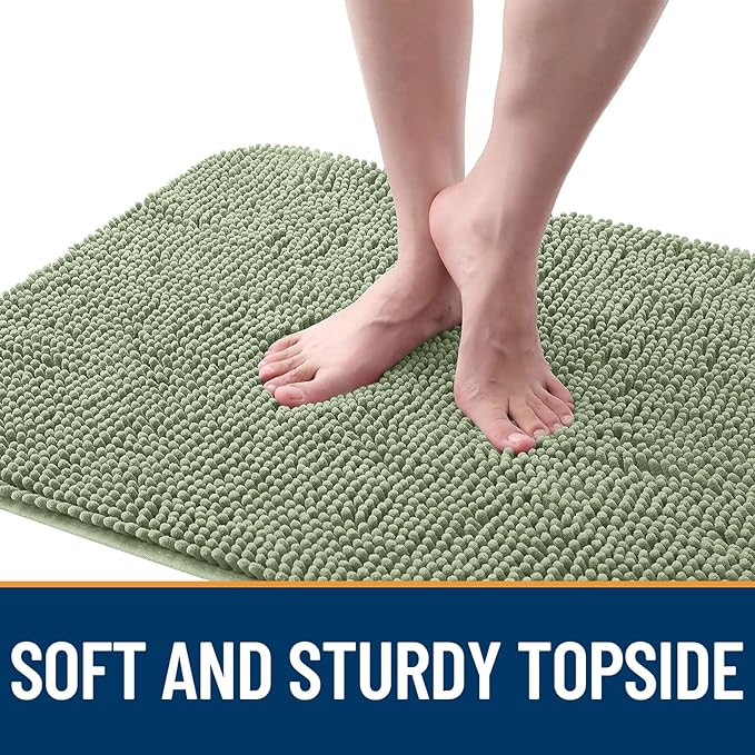 OLANLY Dog Door Mat for Muddy Paws 24x16, Absorbs Moisture and Dirt, Absorbent Non-Slip Washable Doormat, Quick Dry Chenille Mud Mat for Dogs, Entry Indoor Entryway Carpet for Inside Floor, Sage Green