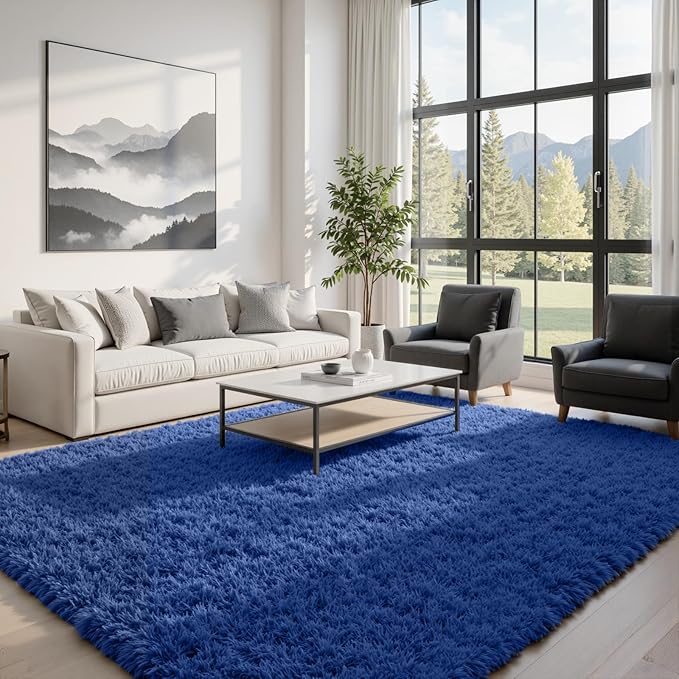 6x9 Area Rugs for Living Room Rug: Soft Fluffy Shag Navy Blue Rugs for Bedroom, Non-Slip Large Fuzzy Plush Rug Indoor Floor Carpet for Nursery Kids Boys Girls Room, Dorms, Playroom, Modern Home Decor