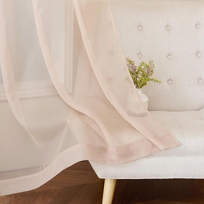 NICETOWN Taupe Sheer Curtains 54 inch Length, Grommet Voile Sheer Lightweight & Airy Window Treatment with Light Filtering for Kitchen/Cafe, W54 x L54, 2 Panels