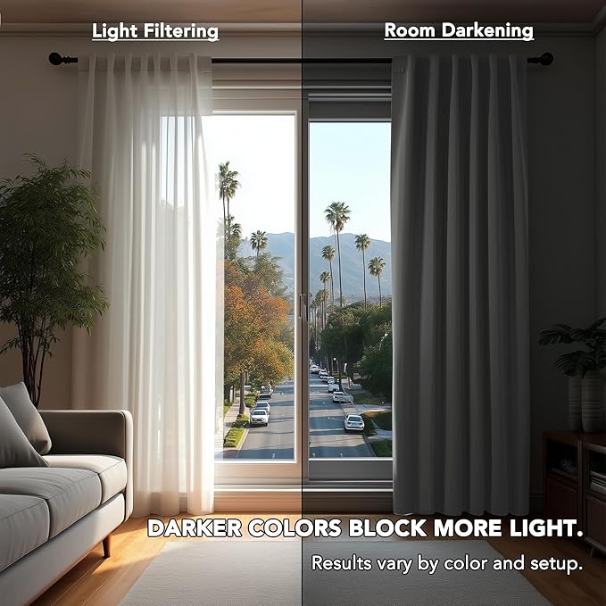 Deconovo Blackout Curtains, Thermal Insulated, W42 x L54 2 Panels, Back Tab, Machine Washable, Room-Darkening Drapes for Bedroom/Living Room Light Grey