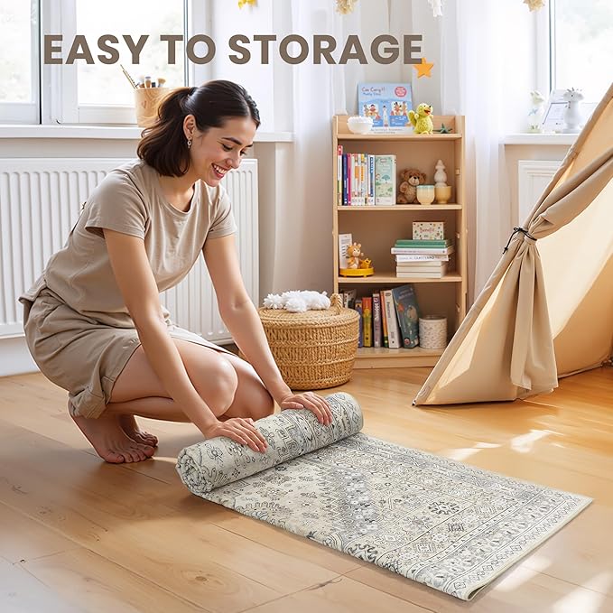 zesthome Washable Runner Rug 2.5x12 - Stain Resistant Entryway Rug,Ultra-Thin Kitchen Rugs, Anti Slip Backing Runner Rugs for Entrance Laundry Room Indoor Hallway (Beige,2.5'x12')