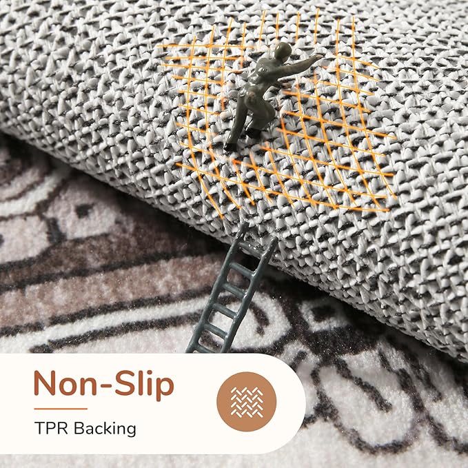 OPPODREAM Soft Area Rugs 9x12 Living Room, Washable Rugs 9x12 with Non Slip Backing, Faux Cashmere Low-Pile 9 x 12 Carpet, Khaki