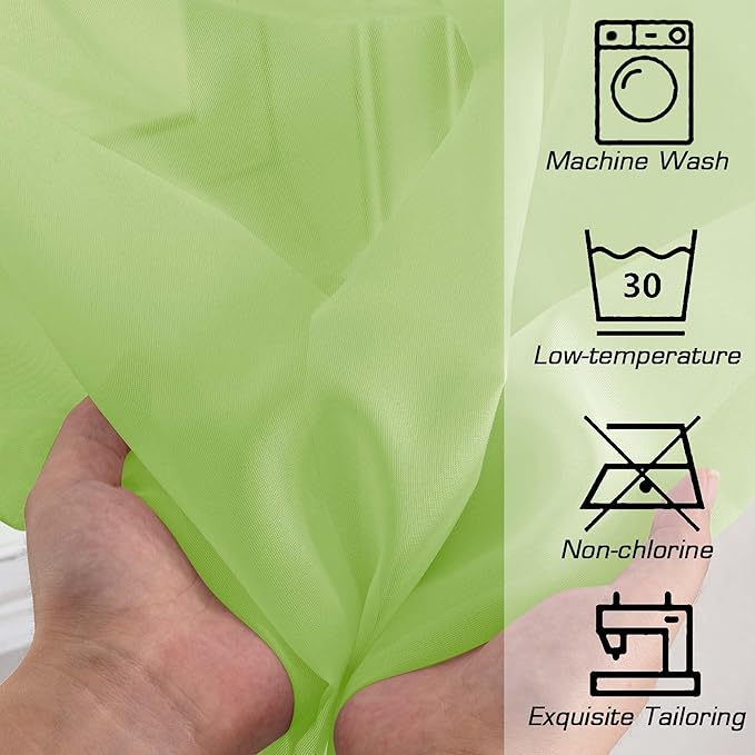 OWENIE Lime Sheer Curtains for Bedroom Living Room 72 Inches Long 2 Panels Set, Modern Light Filtering Sheer Curtain Rod Pocket Clear Drapes for Window Sliding Door, Lime, Each 42 x 72 Inch