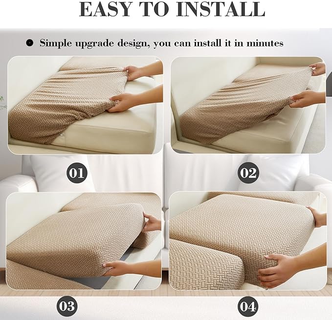 Sofa Covers Couch Covers for Sofa Pet Friendly Couch Cushion Covers Universal Sofa Covers Washable Stretch Slipcovers for Sectional Sofa (Texture Light Coffee,Back Cover L)