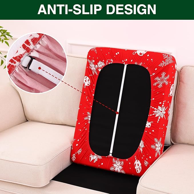 Smiry Printed Couch Cushion Covers, Stretch Soft Couch Covers for Sofa, Washable Non-Slip Sofa Slipcover Furniture Protector for Indoor and Outdoor (Large, Red)