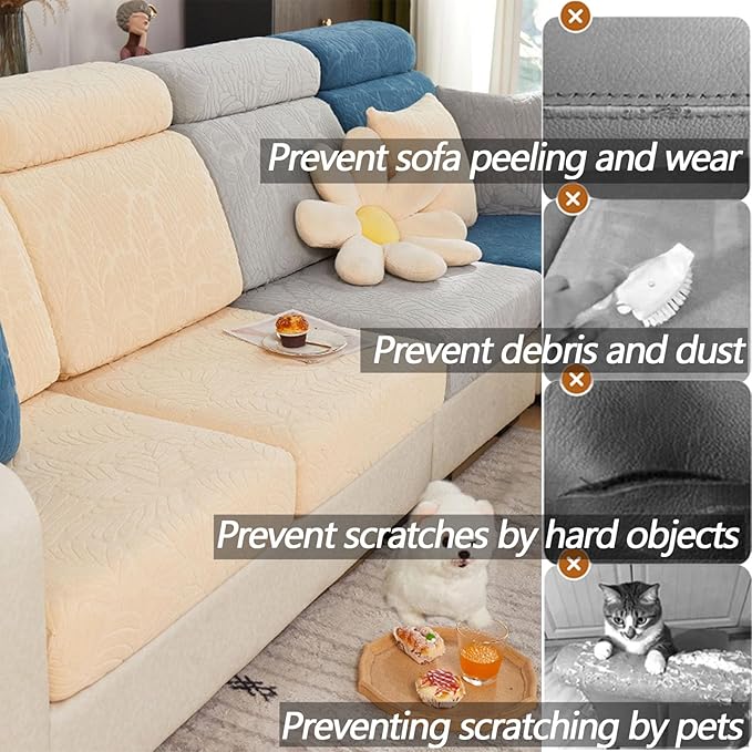 Soothing Home Sofa Covers, Sofa Hero Covers, Wear-Resistant Universal Couch Covers Washable Stretch Sectional Couch Cushion Covers (Grey,Large Single Seat Cover)