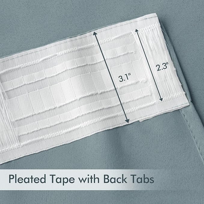 MIULEE Slate Blue Back Tab Blackout Curtains 108 Inch Long 2 Panels Set for Bedroom, Rod Pocket/Pinch Pleat Extra Long Thermal Insulated Living Room Darkening Pleated Light Blocking Drapes