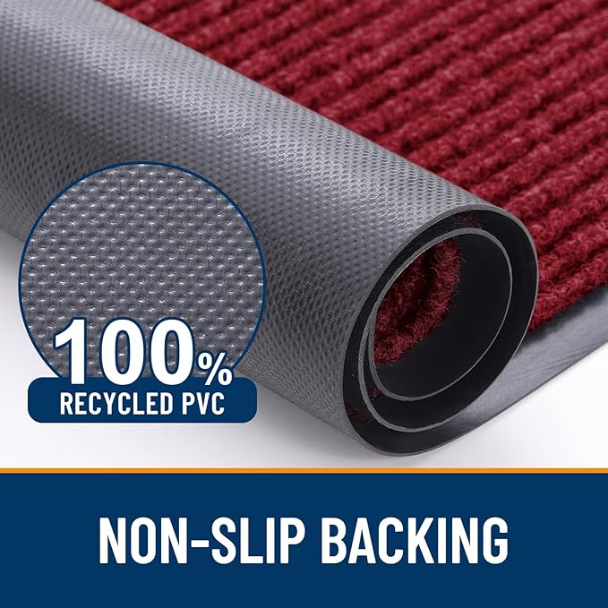 OLANLY Front Door Mat Indoor Outdoor Entrance, 2-Pack 35 x 23 Inch, Waterproof Heavy Duty Doormat, Fade Resistant, Low Profile, Easy Clean Patio Porch Welcome Floor Mats for Entry, Wine Red