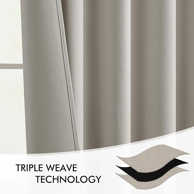 MIULEE Natural Back Tab Blackout Curtains 102 Inch Long 2 Panels Set for Bedroom, Rod Pocket/Pinch Pleated Thermal Insulated Living Room Darkening Light Blocking Floor to Ceiling Drapes