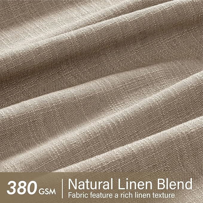 MIULEE Pinch Pleated Thick Linen Curtains 102 Inches Long 2 Panels for Living Room Bedroom, Linen Textured Drapes Pleat Back Tab Memory Trained Light Filtering Boho Grey Beige Window Curtains