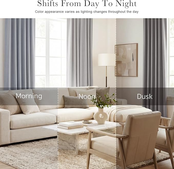PONY DANCE Half Window Curtains - Sunlight Block Privacy Curtains Thermal Insulated Drapes for Kitchen Cafe Kids Nursery Bedroom Living Room, W 29 x L 36 Each, Silver Grey, 2 Panels