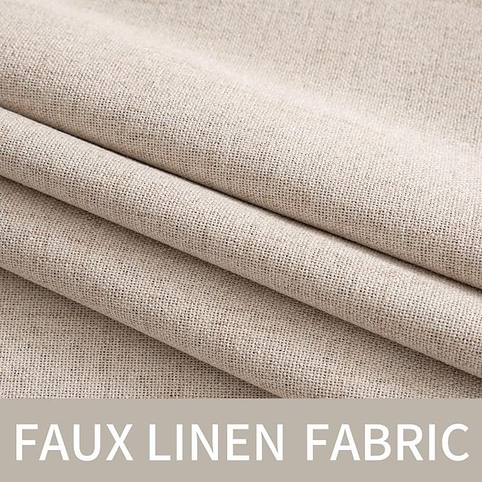 MIULEE 100% Blackout Linen Texture Curtains Soild Thermal Insulated Natural Beige Curtains Grommet Room Darkening Curtains & Drapes for Living Room Bedroom Nursery 42 x 84 (2 Panels)