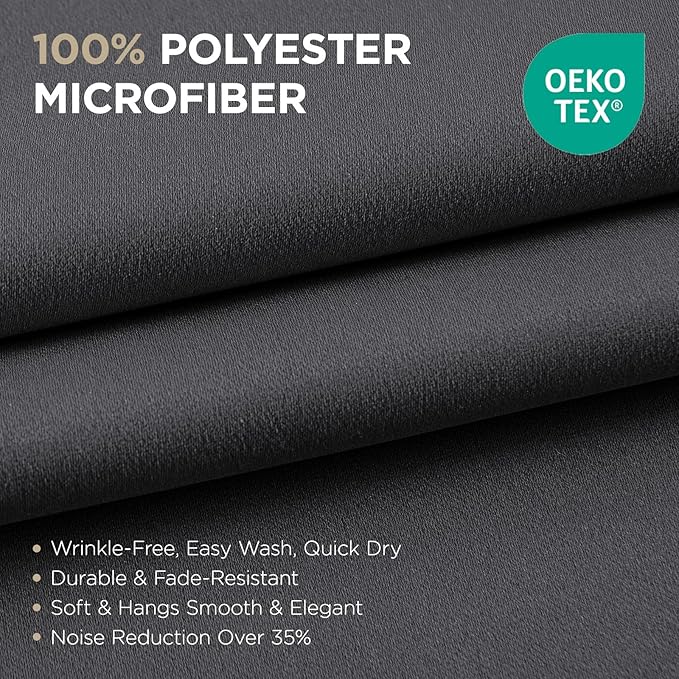 Joydeco Extra Long Curtains, Blackout Curtains 108 Inches Long 2 Panels Set, 108 Inch Curtains, Room Darkening Grommet Darpes for Living Room Bedroom Window (W52 x L108 Inch, Dark Grey)