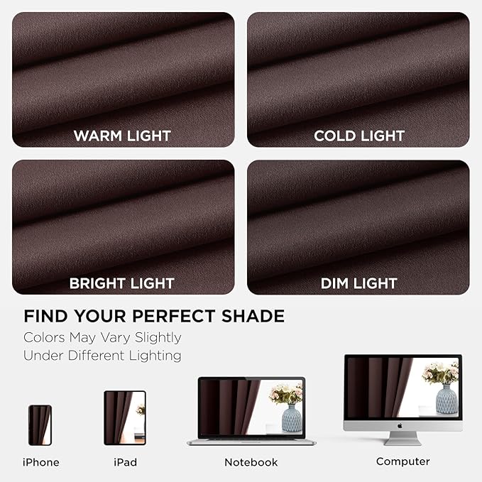 Joydeco Blackout Curtains 95 Inches Long 1 Panel, Thermal Insulated Long Curtains& Drapes 1 Piece, Room Darkening Grommet Drapes for Living Room Bedroom Window (W70 x L95 Inch, Chocolate)