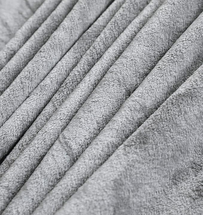 TASTHROW Large Flannel Fleece Throw Blanket, 50×70 Inch - Cozy Lightweight Thick Blanket - All Seasons Suitable for Women, Men and Kids (Light Grey)