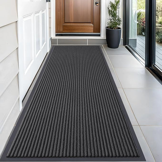 OLANLY Front Door Mat Indoor Outdoor Entrance, Waterproof Heavy Duty Doormat, Fade Resistant, Low Profile, Easy Clean Patio Porch Welcome Floor Mats for Entry, 59x23, Charcoal Grey