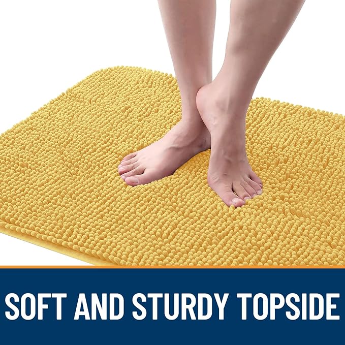 OLANLY Dog Door Mat for Muddy Paws 54x24, Absorbs Moisture and Dirt, Absorbent Non-Slip Washable Doormat, Quick Dry Chenille Mud Mat for Dogs, Entry Indoor Entryway Carpet for Inside Floor, Yellow