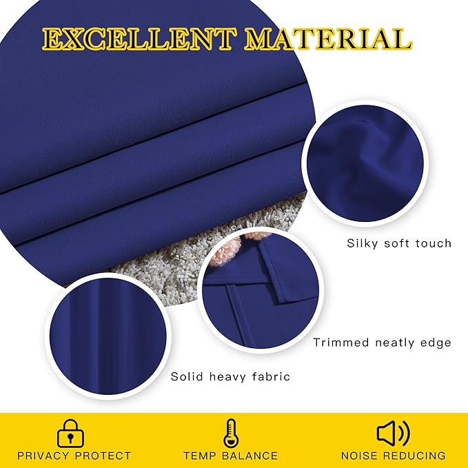 NICETOWN Blackout Window Curtains for Bedroom - Grommet Top Room Darkening Thermal Insulated Solid Vertical Drapes for Flat/Apartment (2 Panels, 46 x 63 Inch, Navy Blue)