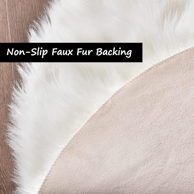 Goolela White Area Rug 10x12 Fluffy Fuzzy Sheepskin Carpet for Living Room Bedroom Furry Faux Fur Shaggy Washable Rectangle