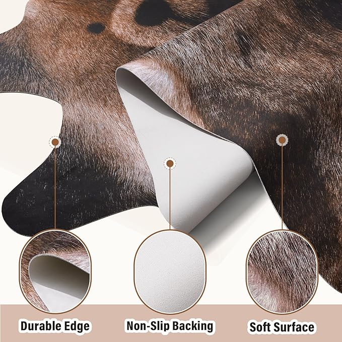 AROGAN Premium Bear Print Rug 6.2x7 Feet, Machine Washable Faux Fur Rug, Non-Slip Animal Print Hide Bear Skin Area Rug for Bedroom Living Room Home Decor