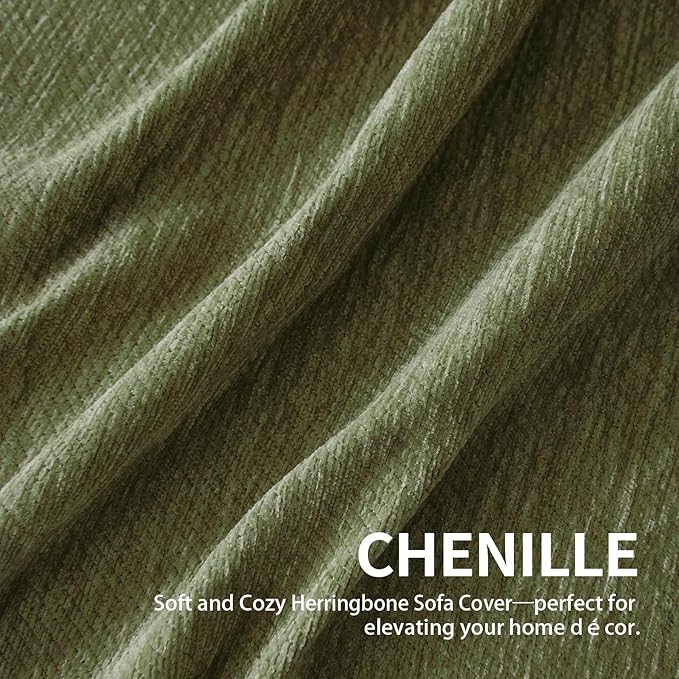 Couch Cover for Dogs, Boho Sofa Covers for 2 Cushion Couch, Chenille Sofa Slipcover for Pets Washable, L-Shape Sectional Couch Loveseat Cover Soft Throw Blankets with Tassels(71x102,Green)