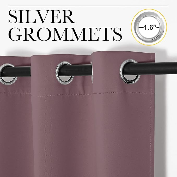 NICETOWN Dry Rose Blackout Curtains 96" Long for Office, Dining Room, Guest Room, 55" Wide, 2 Pieces, Sound Reducing Heat and Cold Block Curtain Panels for Modern Room Decorative