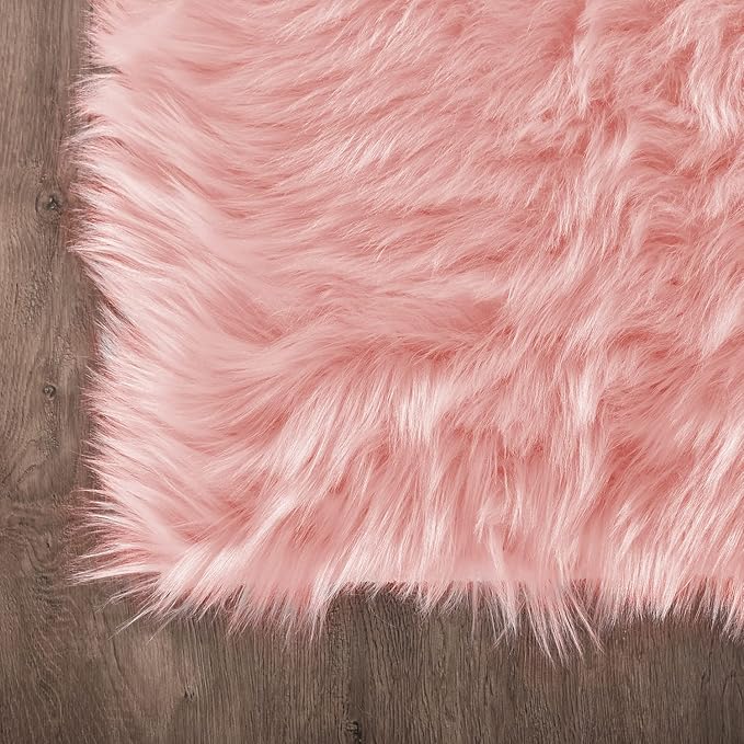 Latepis Pink Rugs for Bedroom Girls Round Rugs 8ft Large Area Fluffy Circle Plush Shaggy Rug Washable Faux Fur Rug for Living Room Nursery Play Tent Floor Home Decor
