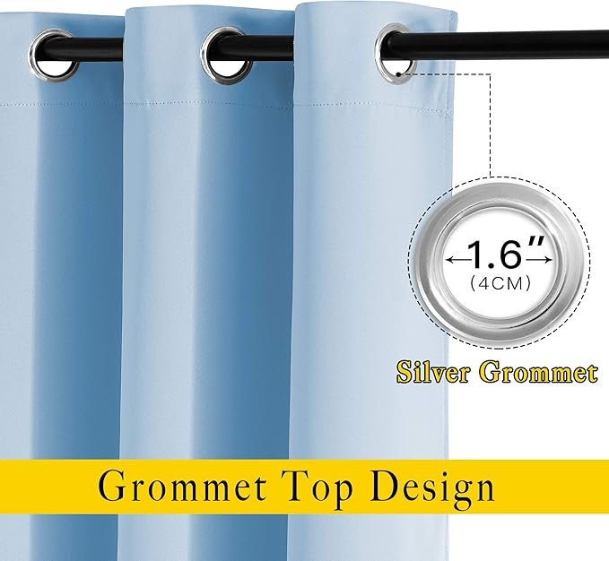 NICETOWN Blue Room Darkening Curtains for Living Room, Grommet Thermal Curtains Light & Sound Reducing Window Treatments for Bedroom/Home Family, W46 x L102
