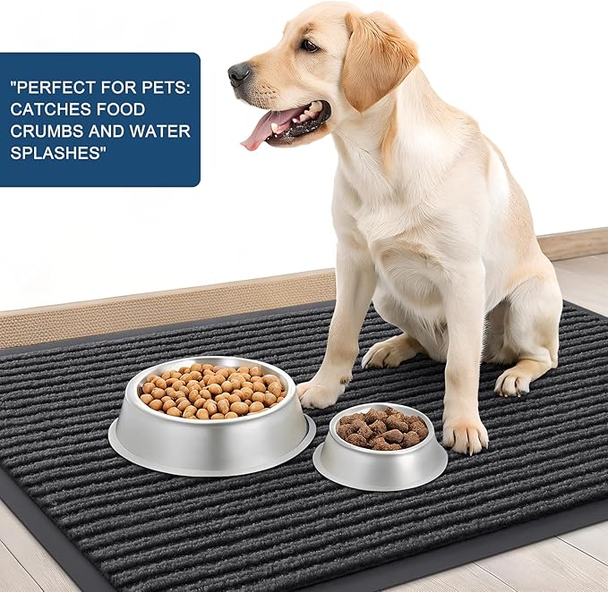OLANLY Front Door Mat Indoor Outdoor Entrance, 2-Pack 59 x 34 Inch, Waterproof Heavy Duty Doormat, Fade Resistant, Low Profile, Easy Clean Patio Porch Welcome Floor Mats for Entry, Charcoal Grey