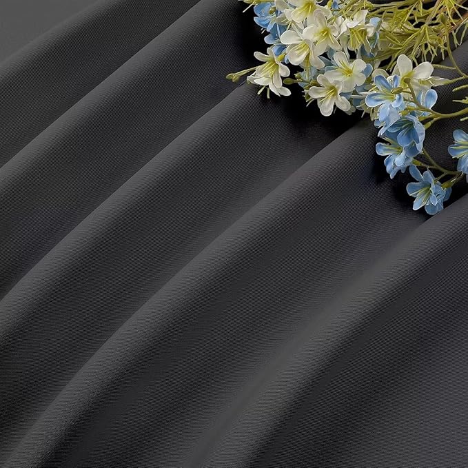 Joydeco Blackout Curtains 90 Inch Length 2 Panels Set, Thermal Insulated Long Curtains& Drapes 2 Burg, Room Darkening Grommet Drapes for Living Room Bedroom Window (Dark Grey, W52 x L90 Inch)
