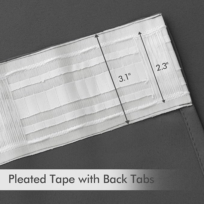 MIULEE Back Tab Grey Blackout Curtains 90 Inch Long 2 Panels Set for Living Room Bedroom Privacy, Rod Pocket/Pinch Pleated Thermal Insulated Room Darkening Light Blocking Curtains, 52 x 90 Inch