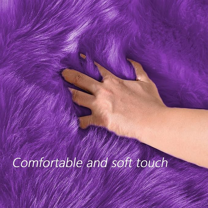 Latepis Round Area Rugs 6ft Washable Fur Rugs for Bedroom Purple Faux Sheepskin Rug Fluffy Shag Rug for Living Room Soft Shaggy Rug Dorm Room Decor