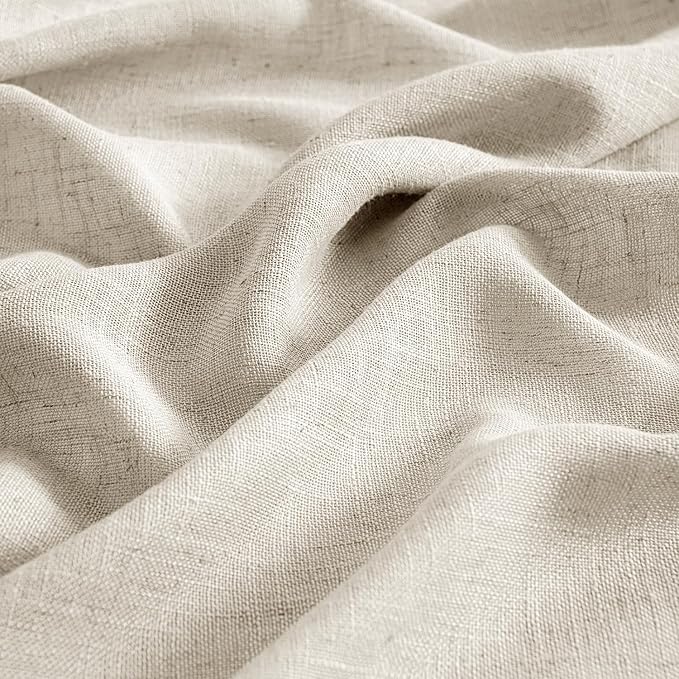 MIULEE Cream Linen Curtains 72 Inch Length 2 Panels for Bedroom Living Room, Soft Linen Textured Window Drapes Semi Sheer Light Filtering Back Tab Rod Pocket Farmhouse Modern Burlap Look Decor