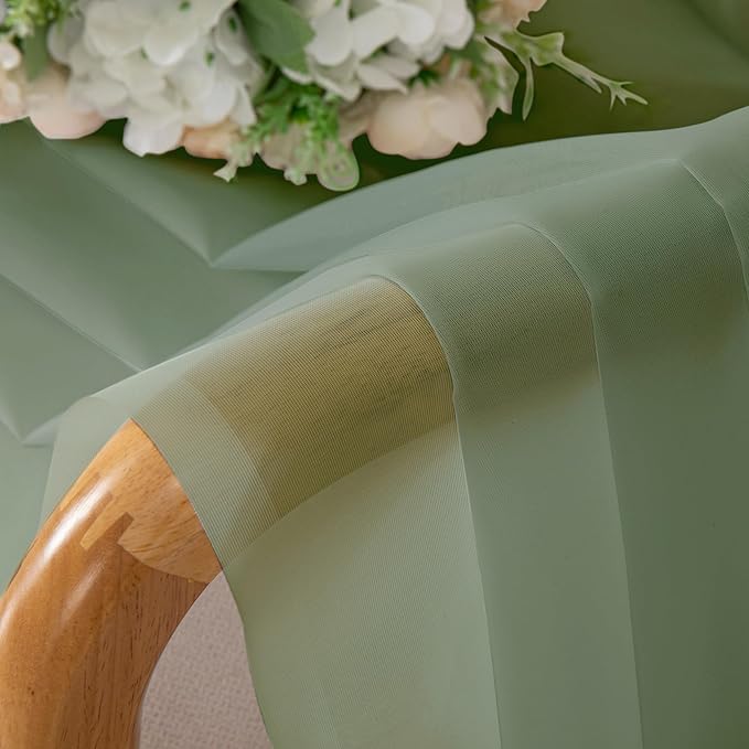 Aiyufeng Sage Green Sheer Curtains 90 Inches Long, Light Filtering Rod Pocket Solid Color Window Sheer Curtain Panels, Elegant Curtains & Drapes for Living Room, Bedroom 2 Panels (Sage, 59" W x 90" L)