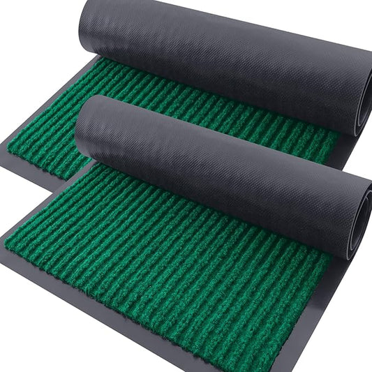 OLANLY Front Door Mat Indoor Outdoor Entrance, 2-Pack 71 x 47 Inch, Waterproof Heavy Duty Doormat, Fade Resistant, Low Profile, Easy Clean Patio Porch Welcome Floor Mats for Entry, Green