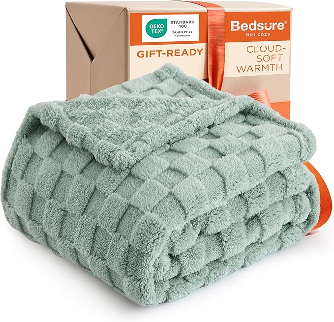 Bedsure GentleSoft Sage Green Throw Blanket for Couch - Super Soft Cozy Blankets Gifts for Kids Girls, Cute Small Fleece Throws for Bedroom Home Decor, 50x70 Inches