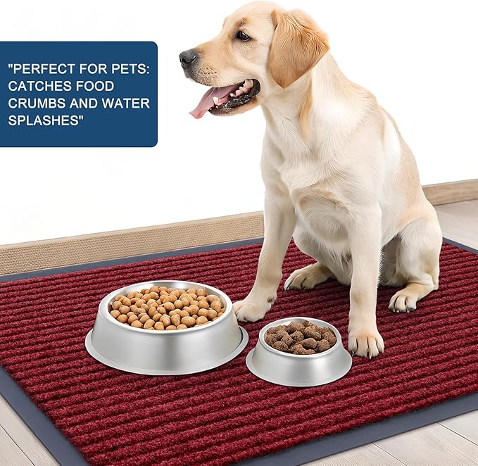 OLANLY Front Door Mat Indoor Outdoor Entrance, 2-Pack 33 x 21 Inch, Waterproof Heavy Duty Doormat, Fade Resistant, Low Profile, Easy Clean Patio Porch Welcome Floor Mats for Entry, Wine Red